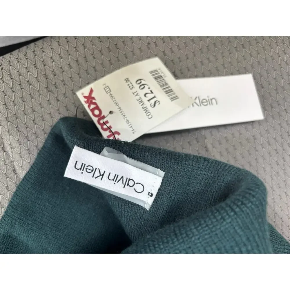 Calvin Klein Women's Logo Cuffed Beanie Green A2KH7086 NEW